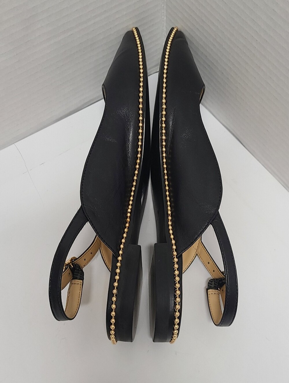 Coach Black Leather Vae Skimmer Studded Slingback Flats Sz 8 - Picture 10 of 14